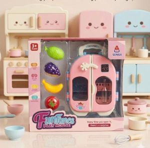 Đồ Chơi Tủ Lạnh Mini Cho Bé – Bộ Đồ Chơi Nhà Bếp Có Trái Cây Mô Phỏng Đồ Chơi Nhập Vai Nấu Ăn Quà Tặng Bé Gái Dễ Thương
