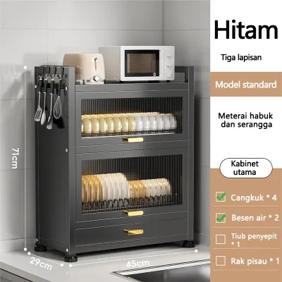 Dish Rack With Cover Rak Pinggan Cabinet Dish Drainer Dish Rak Kitchen Plate Drying Rack Storage Organizer with drawer