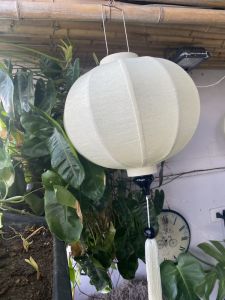 Đèn lồng Hội an trắng tròn vải linen tinh tế sang trọng trang trí spa cà phê tiệm bánh tiệc cưới đính hôn