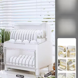 Lazy Kitchen Organizer Double Dish Rack Home Kitchen