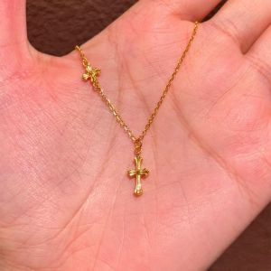 Rantai emas 916 original fashion high-end cross necklace