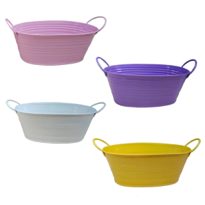 Thùng chứa kim loại hình bầu dục có tay cầm xô thích hợp cho các loài xương rồng trong vườn ngoài trời trong nhà trang trí tiệc cưới