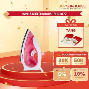 BÀN LÀ KHÔ SUNHOUSE SHD1072 HỒNG - Công suất 1100W Núm xoay tiện dụng Bảo hành chính hãng 12T