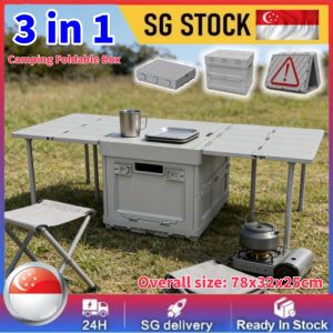 3-in-1 table portable and foldable multi-functional storage suitable for camping home use and gatherings