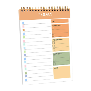 Productivity Planner Notebook Twin Coil Binding Daily Planner 104 Page Lined 5.5x8.66Inch For Daily Task Plan Management