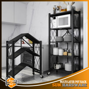 Sun Hardware 5 Layers Kitchen Organizer / microwave oven storage rack with wheels movable