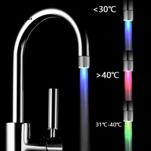 DuduMart Bathroom LED 3-Color Light-up Temperature Faucet Kitchen Glow Water Saving Faucet Aerator Nozzle Shower