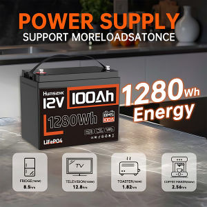 [Ready Stock] Humsienk 12V 100/200Ah LiFePO4 Battery 1280Wh Rechargeable Lithium Battery for Solar Panel System 4000+ Deep Cycles 100A BMS Backup Power for Home UPS Caravan