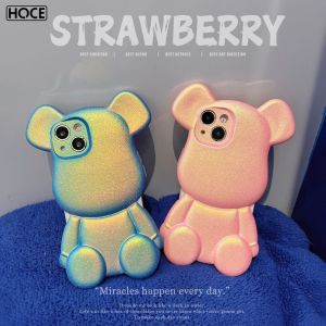HOCE Cute Cartoon 3D Bear Luxury Shell Pattern Cases for Iphone 11 12 13 14 Pro Max Soft IMD Glitter Shockproof Back Cover for iPhone 14 Plus Case