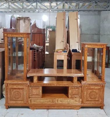 Kệ Tivi Gỗ Sồi Mẫu Cột Kính kệ gỗ trang trí phòng khách tủ tivi bằng gỗ