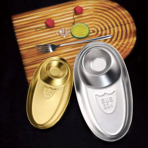 French fries plate/ Seasoning Chips/ Two grid plate/ 304 Stainless Steel Fried Chicken plate/ Dipping Plate Tray