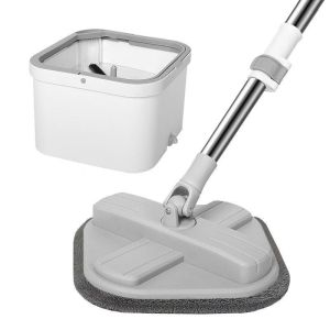 【Local Delivery】Lazy Persons Hand-Washable Mop Clean and Sewage Separation Rotating Single-Bucket MopSelf Wash Spin Mop Flat Mop 360 Clean And Dirty Water Separation Tank/Mop Cloth