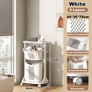 JJ.SG Laundry Basket Multi-Layer Bathroom Clothes Storage Basket Modern Clothes Basket Storage Organizer