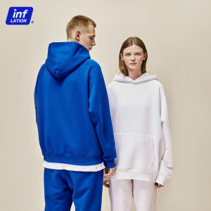 INFLATION brand 2023 autumn new men 400g heavy fleece Hasselblad raglan solid color round neck loose long-sleeved hooded sweater
