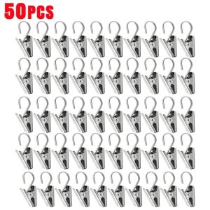 Feelife 60/10Pcs Stainless Steel Curtain Clips With Hooks Heavy Duty Hanging Clamps Window Curtain Hook Clips For Home Decoration Crafts