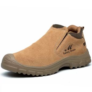 【In Stock】Mens protective shoes - no shoelaces design - anti-shatter and anti-welding work shoes - fire-resistant steel toe cap - resistant to manufacturing wear