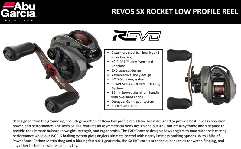 2023 Abu Garcia Revo5 SX (Left Hand) Rocket Ratio 9.0:1 - BC Reel Series