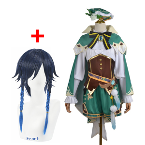 Carlanisa Anime Game Genshin Impact Cosplay Venti Costume Party Dress Wig Adult Women Halloween Carnival Cos Clothing Outfit