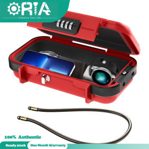 ORIA Portable Security Lock Box with Code Combination Safety Case Lock Box Waterproof Anti-Theft Mini Travel Safe with Removable Wire Rope Security Safe Box for Home Office Hotel Cars Travel