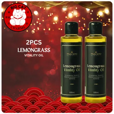 Maestro Lemongrass Vitality Oil 100ml - Aromatherapy essential oil for rejuvenation and relaxation.