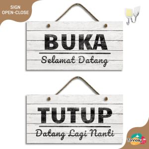 PAJANGAN SIGN OPEN CLOSE TOKO 30x15CM HIASAN DINDING GANTUNG WALL DECOR DEKORASI TOKO TENNESY