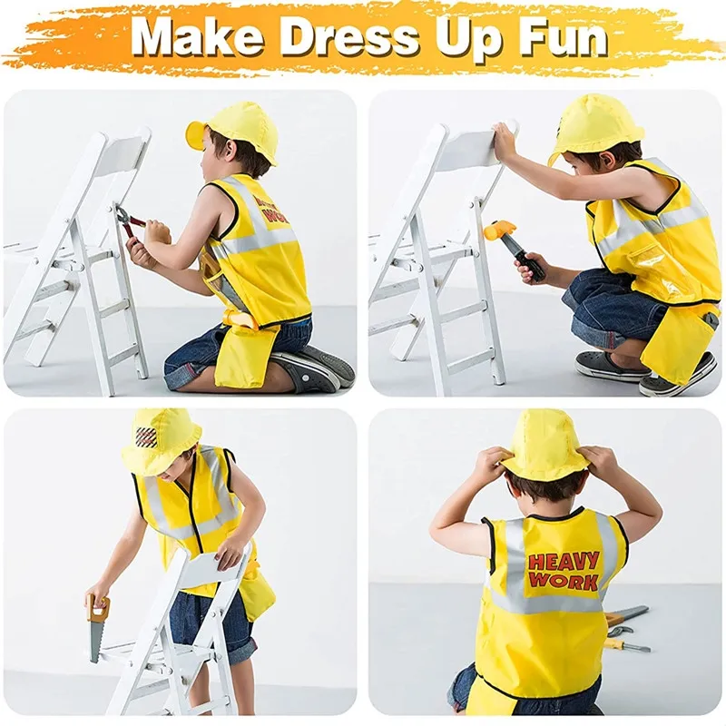 Construction Worker Costumes for Boys Toddler Dress Up Clothes Kid Builder Career Outfit Tool Belt Vest Hat Cosplay Toy Set Lazada PH