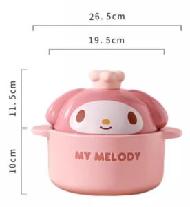 SG Seller Melody Cinnamoroll Sanrio Ceramic Casserole 2L Household Ceramic High Temperature Stew Pot Gas Stove Claypot