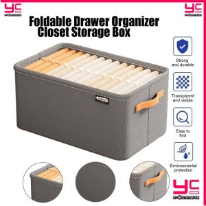 Foldable Clothes Storage Box with Steel Frame Organizer Basket for Clothing and Trousers Kotak Simpanan Lipat
