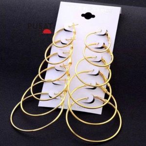 Anting Set 6 Ring Fashion Wanita Korea Model Simple Elegan Sederhana | PUSAT TIMUR