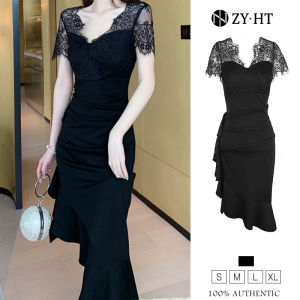 ZY.HT EraVogue เดรสผู้หญิง เดรสสีดำ เดรสรัดรูป เดรสทำงาน เดรสเกาหลี เดรสไปงานแต่ง เดรสสาวอวบ เดรสเซ็กซี่ เดรสแฟชั่น เดรสออกงาน 4106
