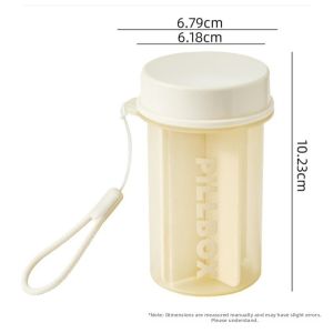 PLLEWY PP Sealed Pill Dispenser Wide Opening 4 Grids Pill Organizer Box  BPA-Free Pill Storage Bottle Travel Use