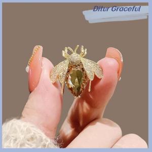 Ditur เข็มกลัดแฟชั่นรูปผึ้งประดับพลอยเทียมสำหรับผู้หญิงเสื้อผ้าเสื้อโค้ทเครื่องประดับของขวัญ