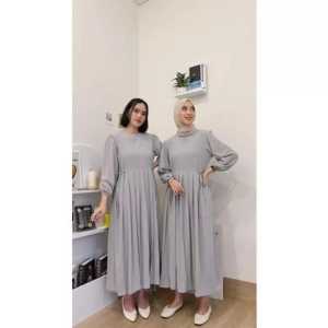 Alona midi dress wanita cringkel airflow busui tali samping size L XL