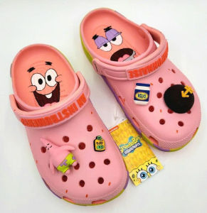 Giày sục crocs chuẩn xịn chống hôi chân nhựa tế bào êm mềm dẻo bền đi mưa lội nước đi biển cho trẻ em hình Spongebob bọt biển màu hồng