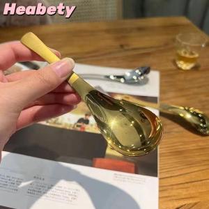 Heabety Stainless Steel Soup Spoons Home Kitchen Ladle Capacity Gold Silver Mirror Polished Flatware For Coffee Tableware