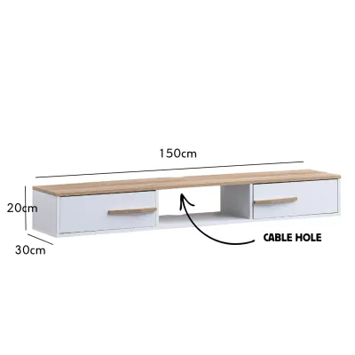 Furniture Direct HIRANO 180cm Wall Mounted TV Cabinet gantung-Walnut