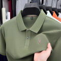 Men Summer Polo Shirt Business Casual Short Sleeve Loose Fit Tshirt Solid Color Embroidered Collar Top. 