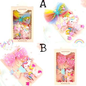 SET AKSESORIS RAMBUT ANAK PEREMPUAN JEPIT RAMBUT HAIR PIN UNICORN 10 IN 1