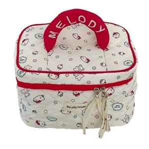 BAIXL Cotton Butter Bear Cosmetic Bag Kitty Large Capacity KT Cat Storage Handbag Soft Kawaii Make Up Pouch Bag Girls