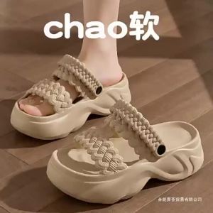 [Free Shipping] WomenS Thick-Soled Sandals For Summer New Non-Slip Roman Shoes For Outdoor Wear Beach Shoes Indoor High-Heeled Slippers