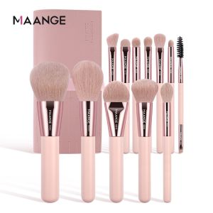 MAANGEpinkiedition 8Pcs Set Kuas Make Up Dengan Ember Bulu Brush Lembu Sikat Pemula Dapat Feminin Energy Set Kuas 55081