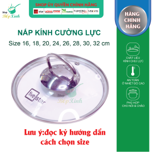 Nắp kính cường lực FiveStar nún cọng dùng cho chảo  nồi  nồi hấp  quánh  lẩu ( 16cm / 20cm /22cm /24cm / 26cm / 28cm / 30cm / 32cm )