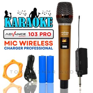 Mic Wireless Murah Mic Karaoke Suara Jernih Wireless Profesional Microphone mic tanpa kabel ADVANCE 103 PRO - Mic / Mik Tanpa Kabel Microphone Wireless MIC Bisa Di Cas USB Tipe C Mic Karaoke Suara Bagus