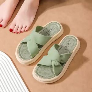 [Free Shipping] 2025 Summer New Trendy Platform Thick-Soled Sandals With Ethnic Style Decoration GirlS Style Suitable For Pairing With Skirts WomenS Slide Sandals