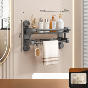 Bathroom Suction Cup Towel Rack Shower Sink Shelf No Hole Shower Loadbearing Suction Cup Towel Rack