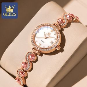 OLEVS Jam Tangan Wanita Elegan Mewah Terbaru Anti Air Berlian Mode Gaya Gelang Anggun Jam Tangan