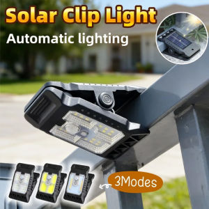 Solar Light Outdoor Waterproof Automatic Sensor LED Clip Light Portable for Courtyard Garden 3 Modes