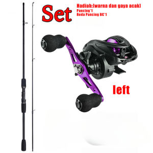 Joran Pancing Set Carbon Baitcasting Fishing Rod Metal Reel Max Drag 8kg Material Berkualitas Ul Ultralight Fiber Solid 1.65m 18 m 1 Joran
