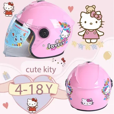 Pink Half Face Helmet for Kids Girls 4 To 18 Years Old Motorcycle Cute Cartoon