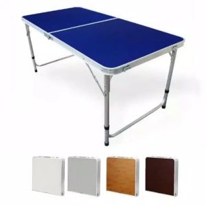 MEJA LIPAT KOPER (HANYA MEJA TANPA BANGKU) PORTABLE KAKI BULAT 120CM X 60CM 3 TINGKAT KETINGGIAN